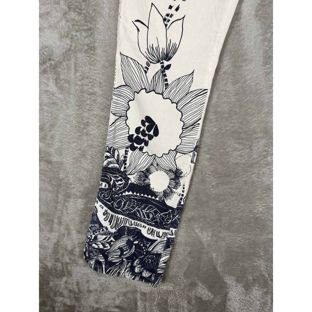 Vtg Diesel Pants Womens 27x31 Linen Blend Floral Art Italy Lightweight Zink Y2K - Picture 2 of 15